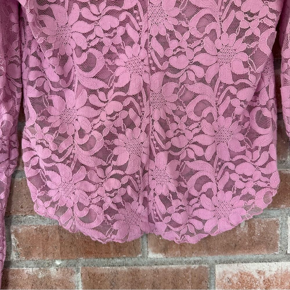 Intimately Free People Long Distance Floral Lace Shirt Women’s Large Pink Angel - Picture 10 of 10